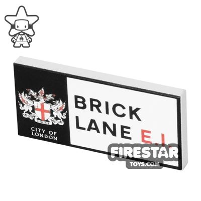 Custom Printed Tile 2x4 - Brick Lane Street Sign WHITE
