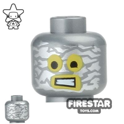 LEGO Mini Figure Heads - Robo Emmet FLAT SILVER