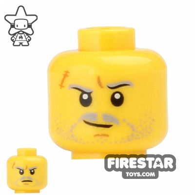 LEGO Mini Figure Heads - Moustache and Scar YELLOW