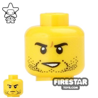 LEGO Mini Figure Heads - Stubble and Frown YELLOW