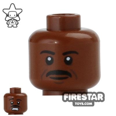 LEGO Mini Figure Heads - Smile/Scared with Moustache REDDISH BROWN