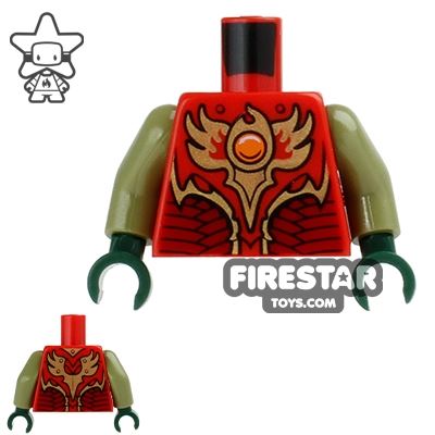 LEGO Mini Figure Torso - Gold and Red Armour RED