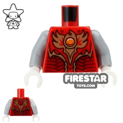 LEGO Mini Figure Torso - Gold and Red Armour RED