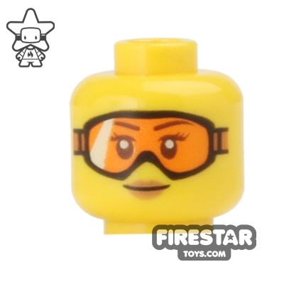 LEGO Mini Figure Heads - Female - Orange Goggles