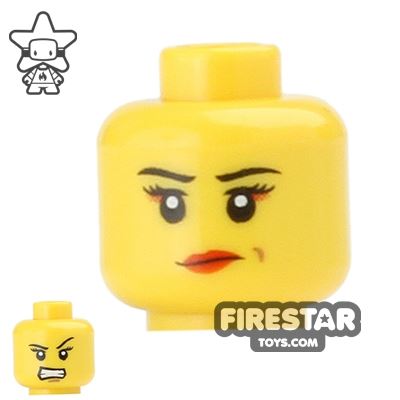 LEGO Mini Figure Heads - Determined / Angry YELLOW