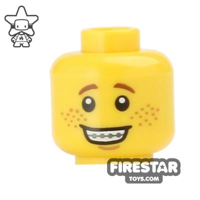 LEGO Mini Figure Heads - Freckles and Braces YELLOW