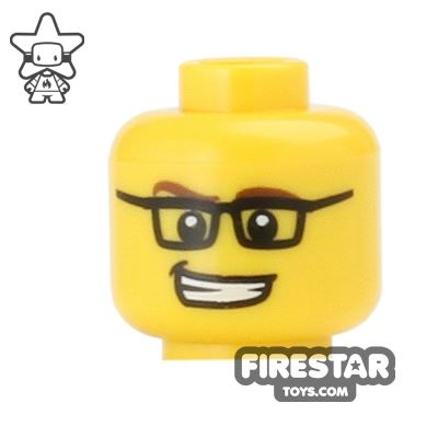 LEGO Mini Figure Heads - Glasses and Grin YELLOW