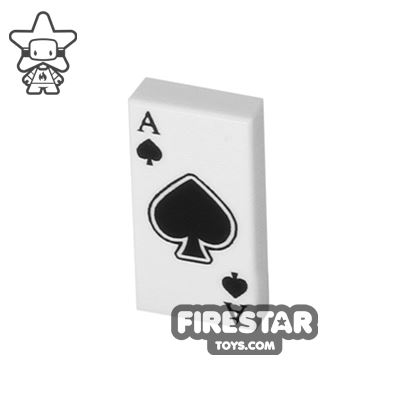 Printed Tile 1x2 - Ace of Spades Card WHITE
