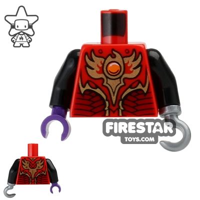 LEGO Mini Figure Torso - Fire Chi Armour - Hook Hand