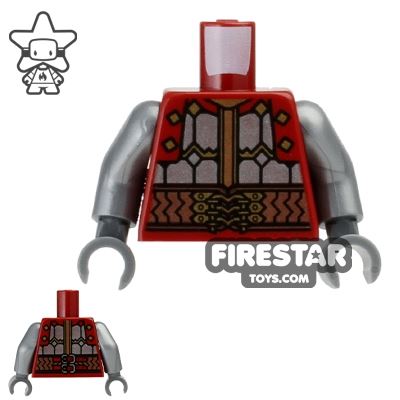 LEGO Mini Figure Torso - Dain Ironfoot - Silver Armour DARK RED
