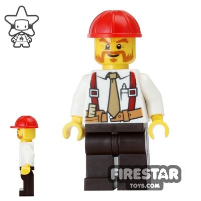 Lego Minifigure City Construction Worker 6 Button Shirt But015 