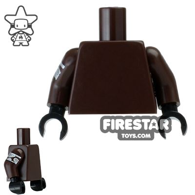 LEGO Mini Figure Torso - Dark Brown with Tribal Silver Arm Band DARK BROWN