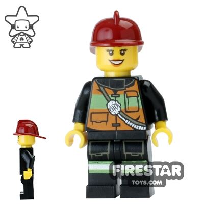 LEGO City Mini Figure - Fire - Female with Dark Red Helmet 