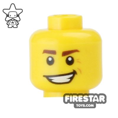 LEGO Mini Figure Heads - Crooked Smile YELLOW