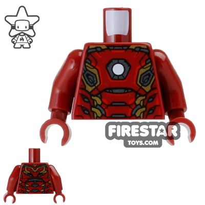 LEGO Mini Figure Torso - Iron Man - White Circle Armour DARK RED