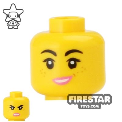 LEGO Mini Figure Heads - Pink Lips and Freckles YELLOW