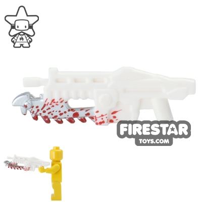 BrickForge - Gears of War - Shredder Gun - White with Blood Splatter WHITE