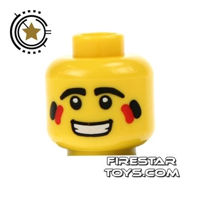LEGO Mini Figure Heads - Open smile - Two-Color Cheek Paint Pattern YELLOW
