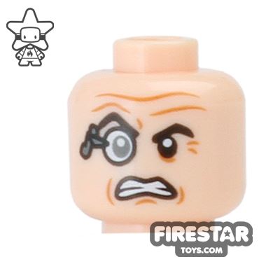 LEGO Mini Figure Heads - Monocle and Clenched Teeth LIGHT FLESH