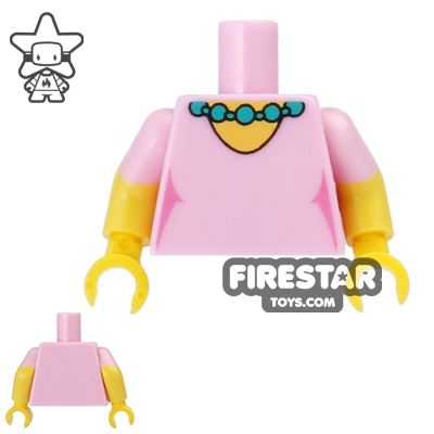 LEGO Mini Figure Torso - The Simpsons - Patty - Green Necklace BRIGHT PINK