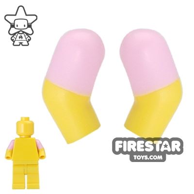 LEGO Mini Figure Arms - Pair - Bright Pink Short Sleeves YELLOW