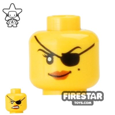LEGO Mini Figure Heads - Eyepatch - Angry YELLOW