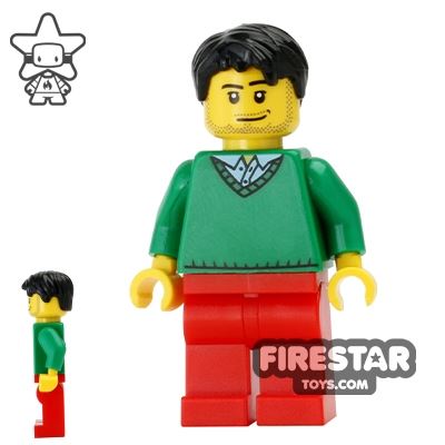 LEGO Holiday Mini Figure - Green Sweater - Red Trousers 