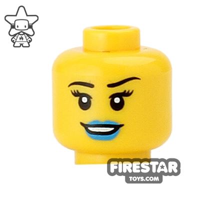 LEGO Mini Figure Heads - Blue Lips - Smile YELLOW