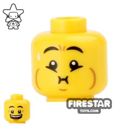 LEGO Minifigure Heads Queasy and Big Grin YELLOW