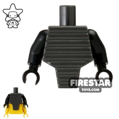 LEGO Mini Figure Torso - Modified - Ridged Armour PEARL DARK GRAY