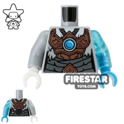 LEGO Mini Figure Torso - Tiger - Armour and Trans Blue Arm LIGHT BLUEISH GRAY