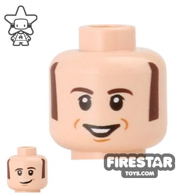 LEGO Mini Figure Heads - Smile - Brown Sideburns LIGHT FLESH