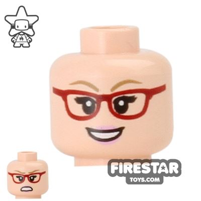 LEGO Mini Figure Heads - Red Glasses LIGHT FLESH
