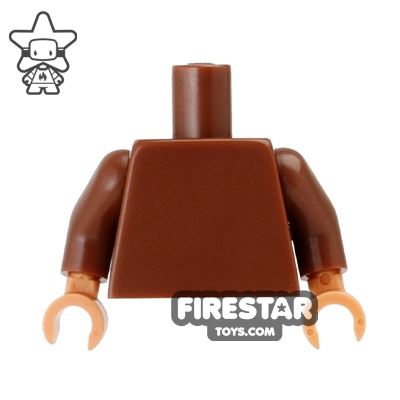 LEGO Mini Figure Torso - Plain Reddish Brown - Flesh Hands REDDISH BROWN