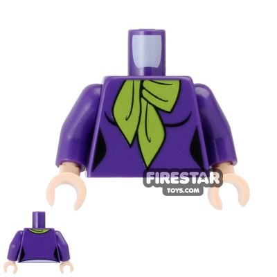 LEGO Mini Figure Torso - Purple Top with Lime Scarf - Daphne DARK PURPLE
