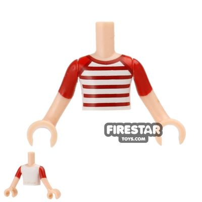 LEGO Friends Mini Figure Torso - Red Striped T-Shirt WHITE