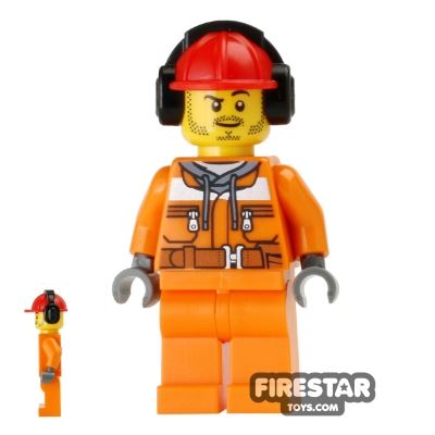 LEGO City Mini Figure - Construction Worker - Orange Overalls 15