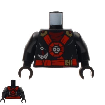 LEGO Mini Figure Torso - Ninjago - Kai - Straps and Emblem BLACK