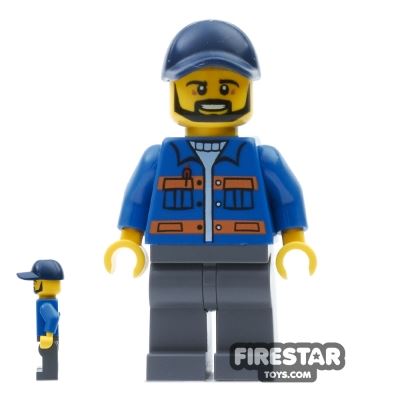 Lego Figur City Mann dunkelblau kariertes Shirt cty146  7641 60031