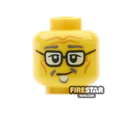 LEGO Mini Figure Heads - Crooked Smile and Glasses YELLOW