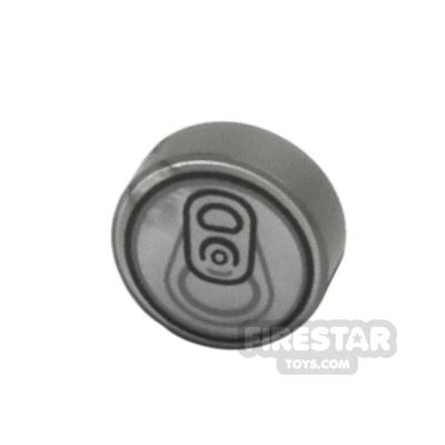 Printed Round Tile 1x1 - Soda Can Ring Pull FLAT SILVER