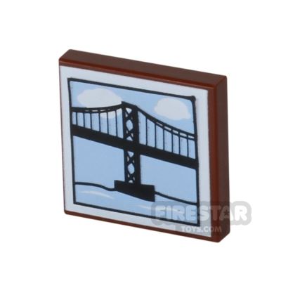 Printed Tile 2x2 - Suspension Bridge REDDISH BROWN