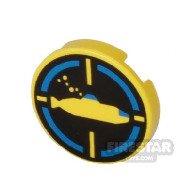 Printed Round Tile 2x2 - Yellow Submarine