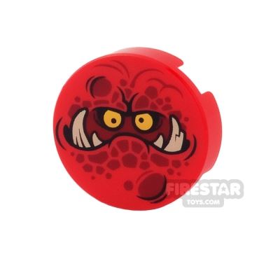 Printed Round Tile 2x2 - Globlin Face 2 RED