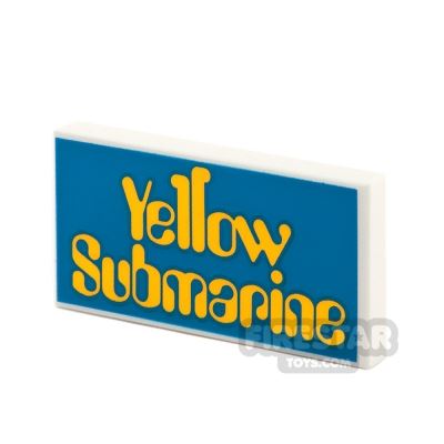 Printed Tile 2x4 - Yellow Submarine WHITE