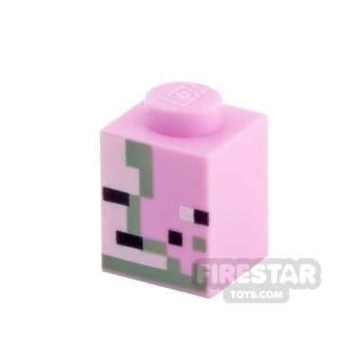 Printed Brick 1x1 - Minecraft Zombie Pigman BRIGHT PINK