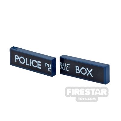 Printed Tile Pair 1x3 'Police Public Call Box DARK BLUE