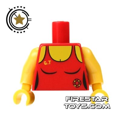 LEGO Mini Figure Torso - Lifeguard Swimsuit RED