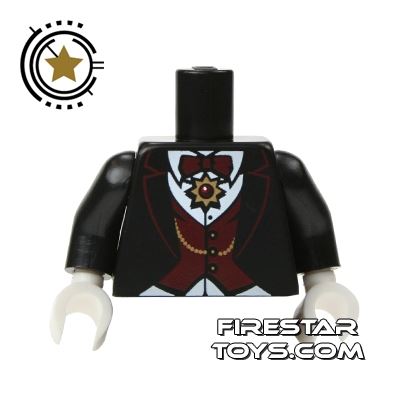 LEGO Mini Figure Torso - Suit With Red Waistcoat BLACK