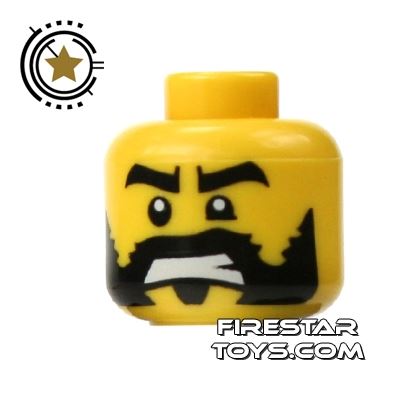 LEGO Mini Figure Heads - Bared Teeth And Beard YELLOW